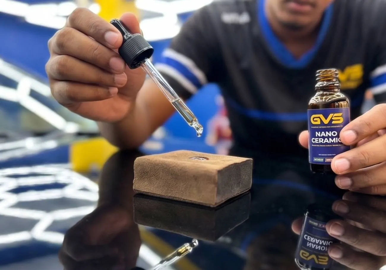 Applying GVS nano ceramic coating with an applicator block